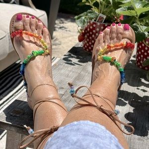 NIB Hawaiian Islands Gladiator lace up leather sandals!            ❤️💙💜💚💛🩷